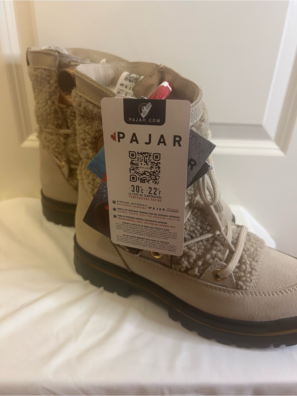 Pajar Women's Taupe Sherpa Lace-Up Winter Boots